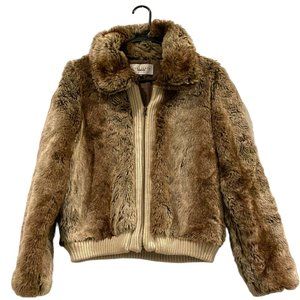Sanctuary Surplus Faux Fur Bomber Jacket Brown M